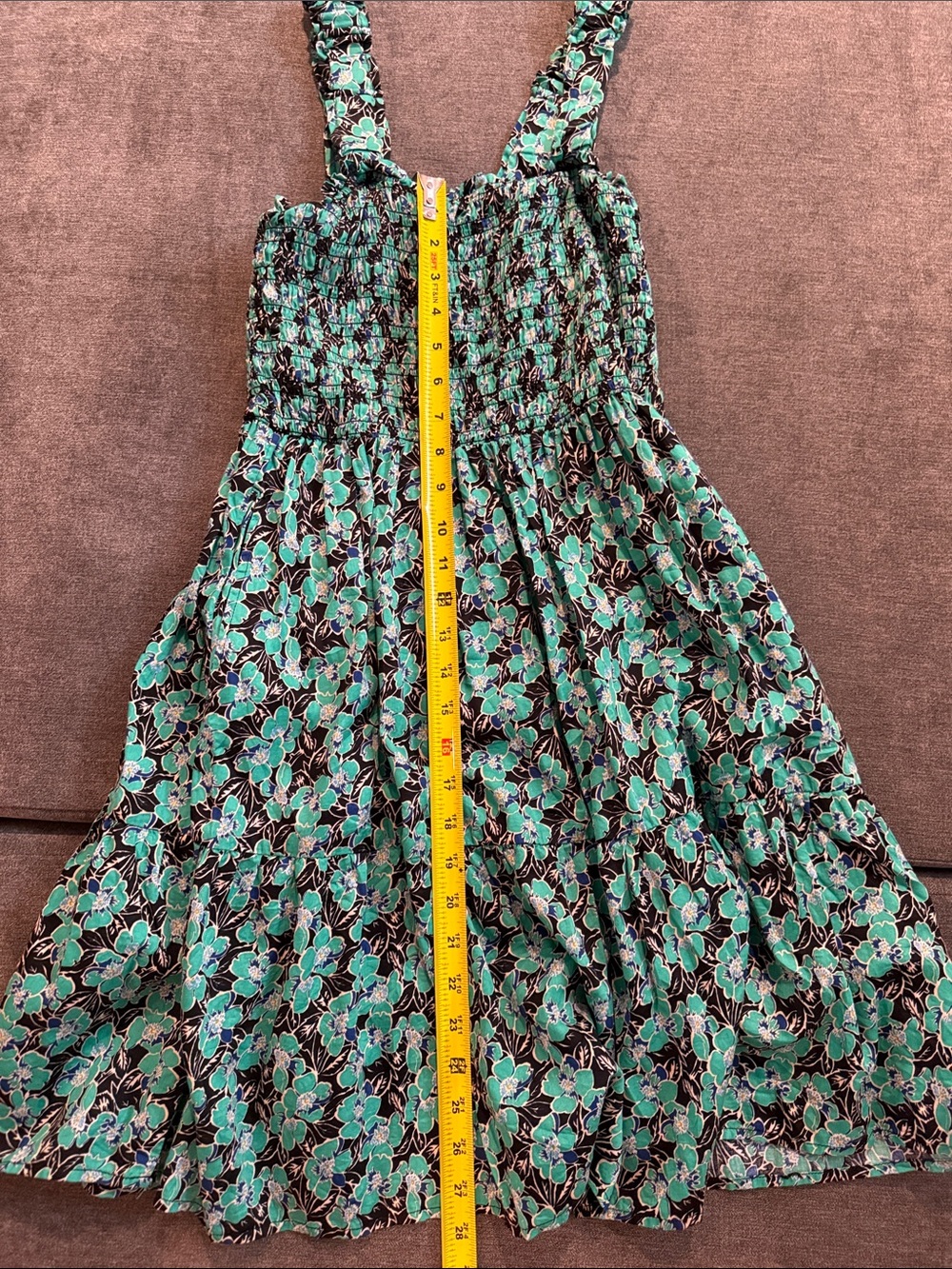 GAP Green and Black Floral Smocked Sundress - Picture 5 of 7